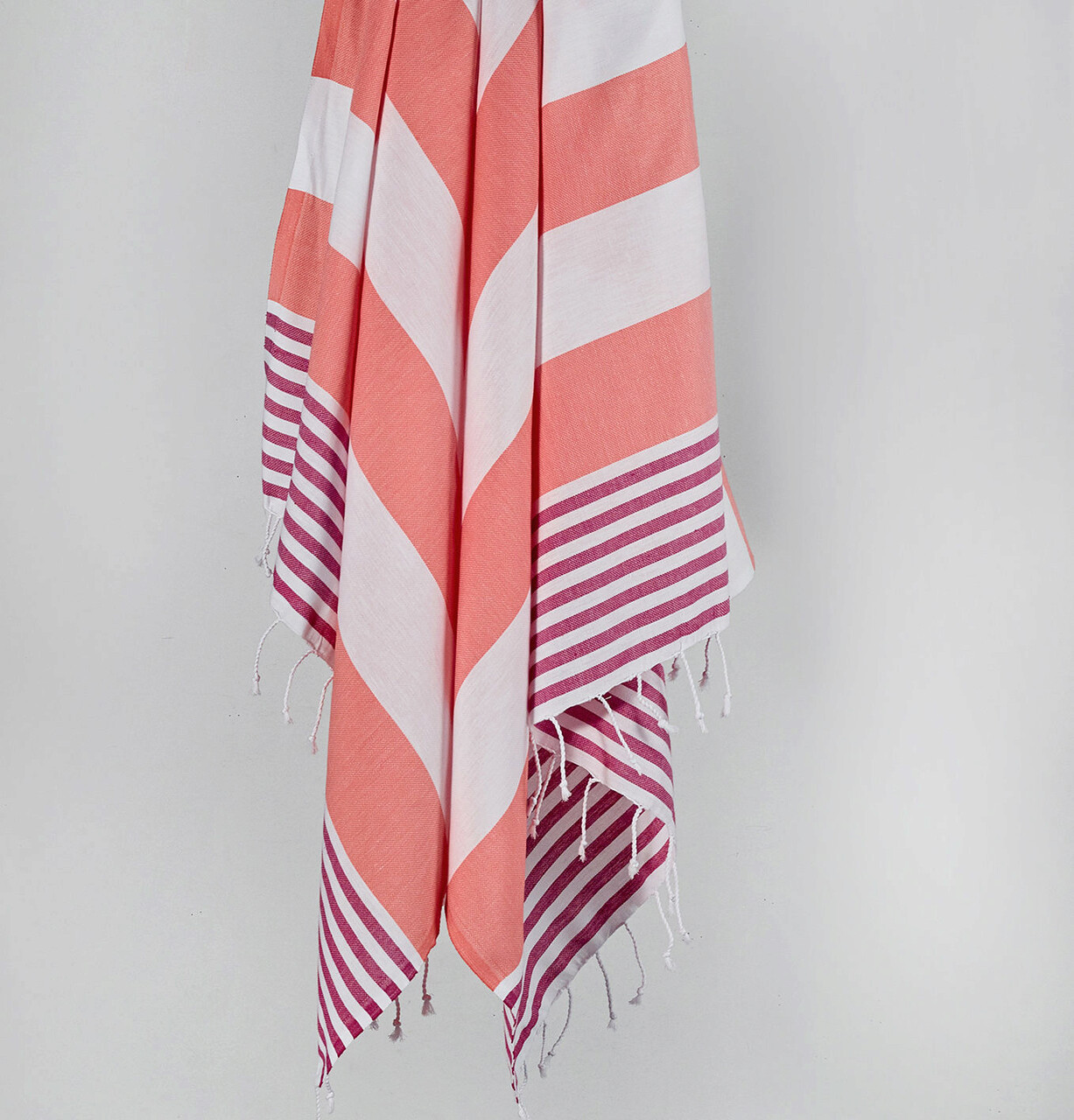 Prosop de plaja, L'essentiel Maison, Sultan, Fucsia/Alb - imagine 4